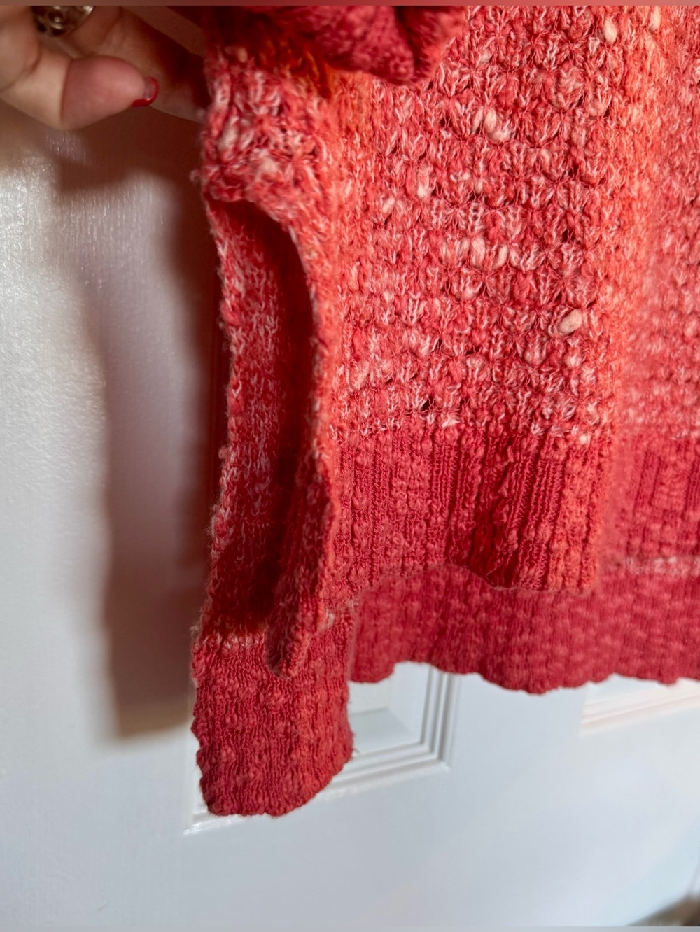 Free People Nantucket Red Side Slit Wool Blend Jeepster Pullover Sweater Size XS - Picture 10 of 16